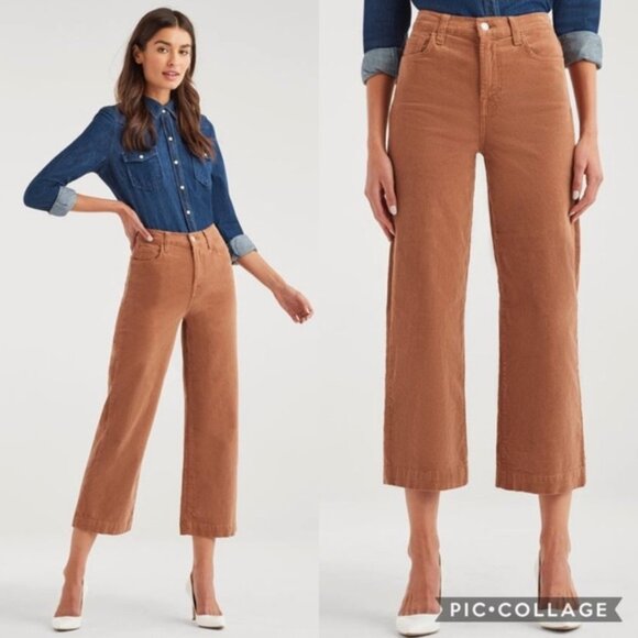 7 For All Mankind Alexa High Waist Crop Wide Leg Corduroy Pants - Picture 2 of 10
